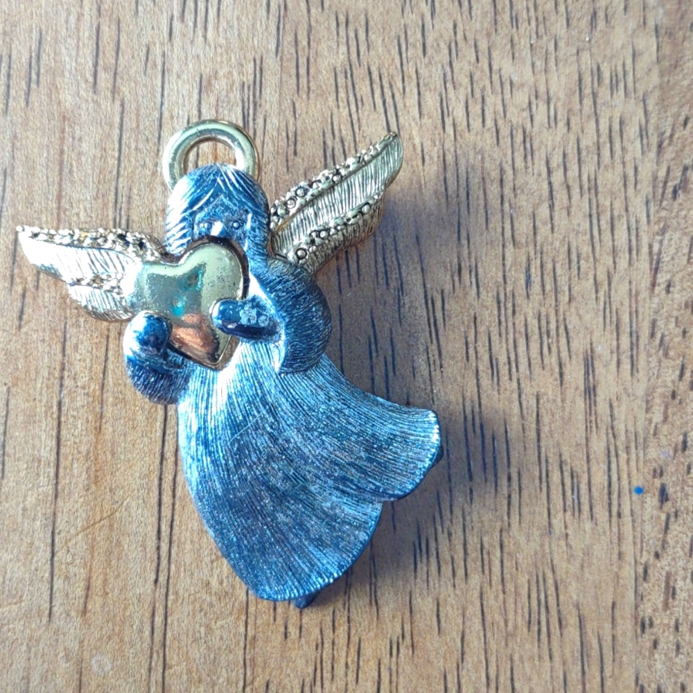Vintage Liz Claiborne Angel with Heart Brooch
